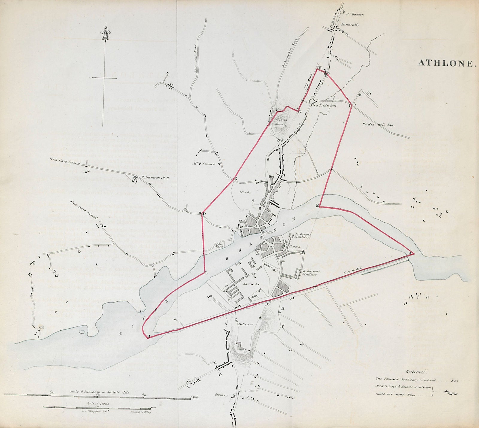 ATHLONE town/borough plan. REFORM ACT. County Westmeath. Leinster 1832 old map